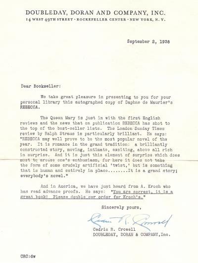 Rebecca letter September 1938