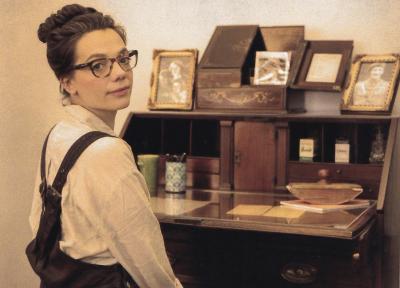 Rosie Race at DduM's desk , Un of Exeter Special Collections archive