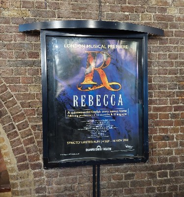Rebecca poster outside the Charing Cross Theatre