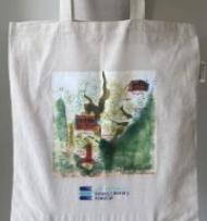 A Limited-Edition du Maurier Fowey Literary Festival Tote Bag featuring artwork by Louisa Amelia Albani