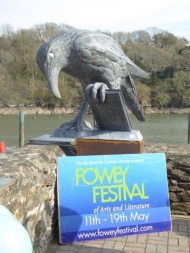 The 'Rook with a Book' Sculpture unveiled in Fowey to launch Fowey Festival 2018 Programme