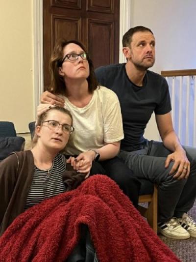 The cast of The Birds at rehearsal